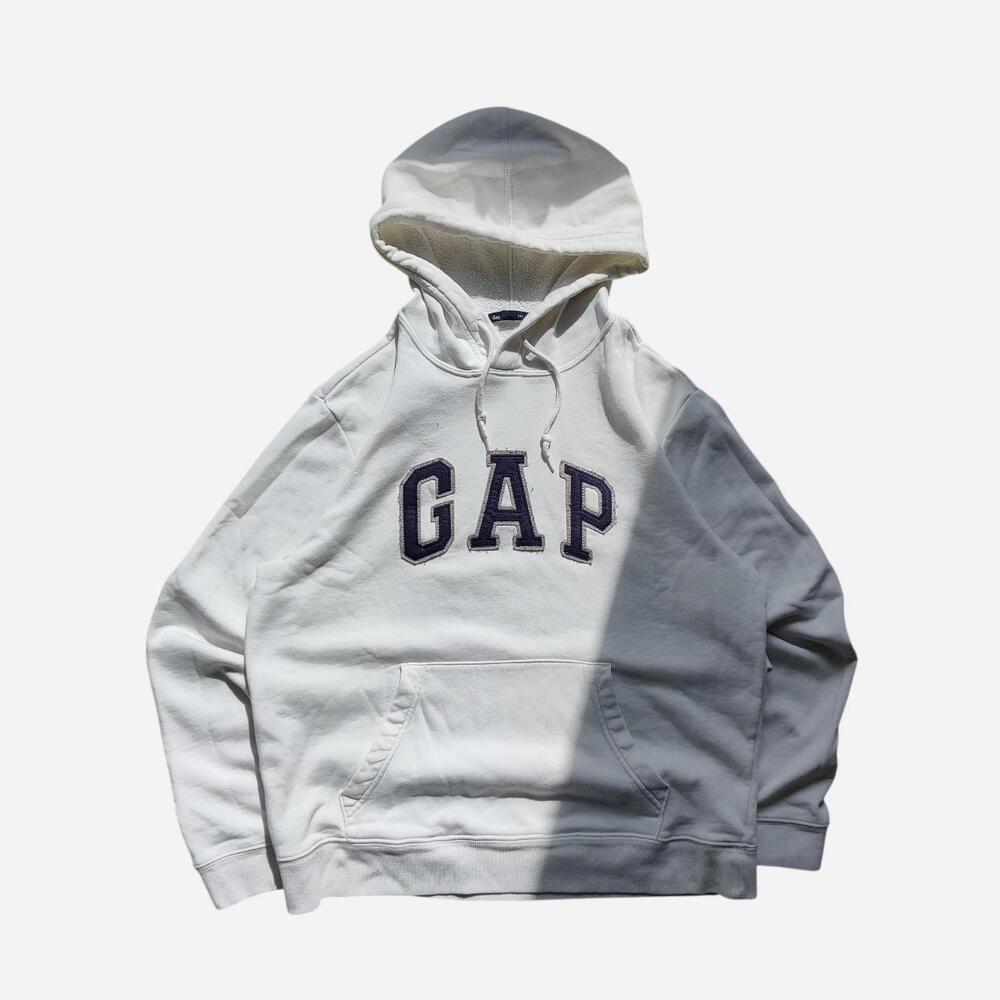 Gap white hoodie with navy spellout